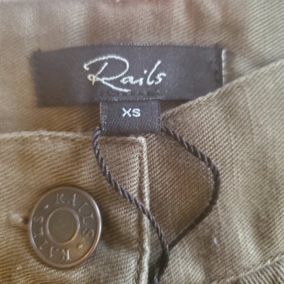 NWT Rails Cargo Pants Linen Military Utility Ankle 90s Olive Green Size XS - Picture 3 of 5